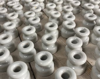 French Vintage Porcelain Insulators, Hooks