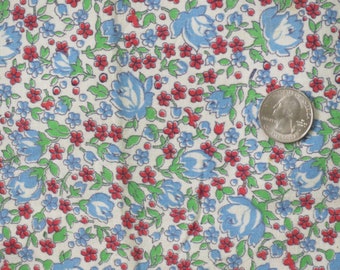 Vintage Feed Sack Floral Red White Blue