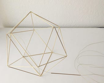 DIY Pattern Only (w/ video): Geometric Icosahedron Himmeli - Coffee Table Decor - Minimalist Orb Brass Sphere - Airplant Mobile - W