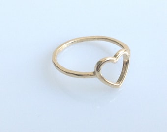 gold filled ring, heart ring,knuckle ring, gold ring, love ring, small gold ring, thin rings, A603 ,