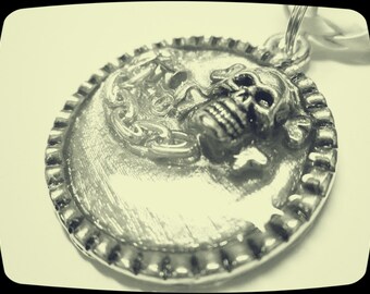 HALLOWEEN COSTUME JEWELRY Floating Skull Pendant Skull Necklace Skull Jewelry Halloween Skull Small Crystal Original Handmade Item