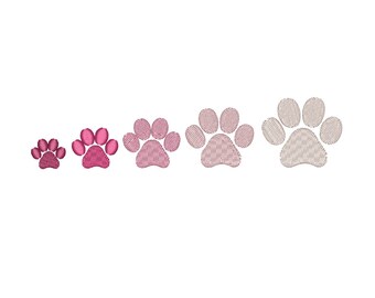 Mini Paw Print machine embroidery design. 5 sizes. Instant download