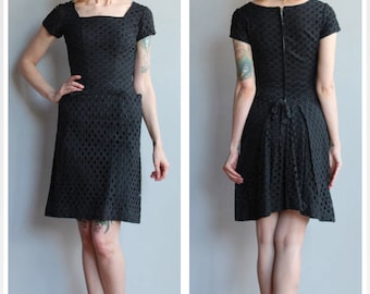 1950s Dress // Waffle Eyelet Sheath Dress // vintage 50s dress
