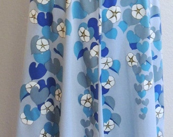 Miss Shaheen Screen Print Baby Blue Floral Knee Length Skirt size S to M