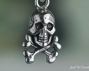 Tiny Sterling Silver Skull and Crossbones Charm Pirates Poison .925