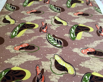 Unique 50s Atomic Barkcloth with an Organic Flair// Mid Century Mod Space Age Fabric// Cotton Yardage// Upholstery// Drapery// New Old Stock