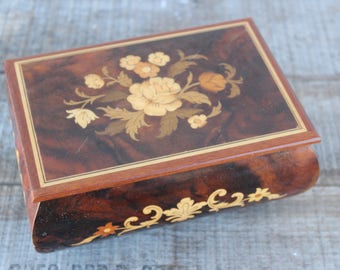 Vintage Reuge Inlaid Wood Music Box Swiss Musical Movement "Torna a Surriento"