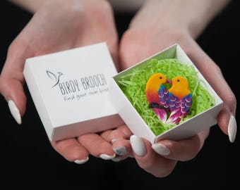 Cute Love Handmade Birds Brooch Pin Tropical brooch pin Small rainbow handmade brooch, Bird Brooch, Small gift for Her, Romantic girl woman