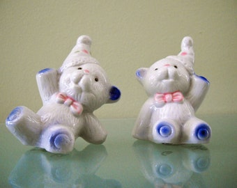 Clown Bear Figurines / Cake Toppers Pair Vintage