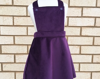 Velvet pinafore girl dress for winter