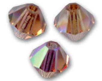 Swarovski 4mm Bicone - Smoked Topaz AB - Pack 20