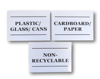 3 x outdoor bin stickers wheelie bin vinyl recycling bottles cans plastic