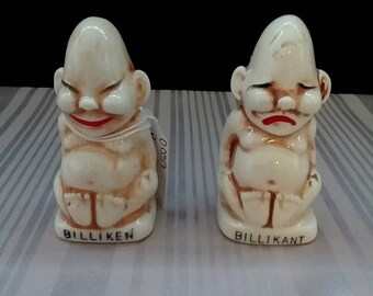 Vintage Billiken and Billikant Salt and Pepper Shakers
