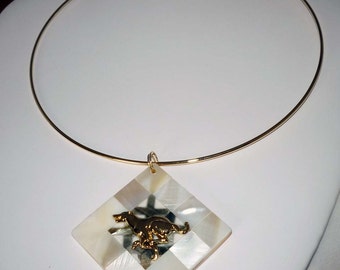 Choker with MOP Mosaic Pendant and GP Sprinting Greyhound or Whippet