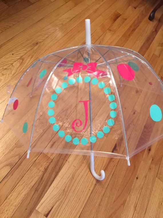 Personalized Clear Dome Umbrella Adult Size Monogrammed Bubble