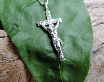 Vintage Sterling Crucifix with Sterling Silver Chain