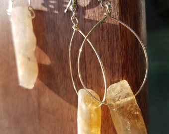Citrine Chunk Necklace and Earrings Set