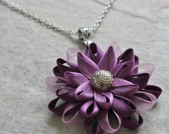 Purple Necklace, Purple Pendant Necklace, Purple Gifts, Plum Necklace, Purple Flowers, Purple Flower Necklace, Amethyst, Purple Jewelry