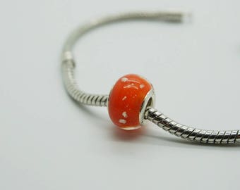 SET of 5 spacer bead red orange glow Europeans (w16)