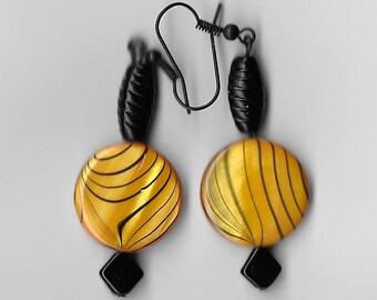 Yellow stripe earrings