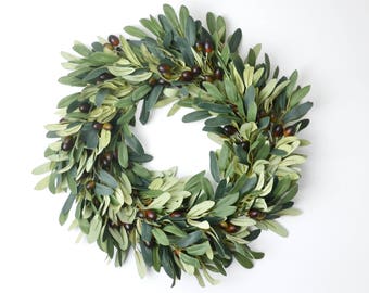 Olive Branch Wreath, Silk Wreath, Faux Wreath, Farmhouse Wreath, Farmhouse Home Decor, Home Decor, Olive Wreath, Green, Fall, Christmas