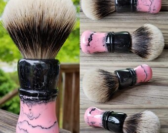 Black and Pink Pearl Shaving Brush, Handmade, Free Shipping
