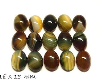 2 PCs gemstone cabochons agate, 18 x 13 mm