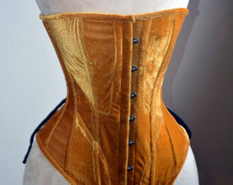 Historical velvet corset: Edwardian overbust corset. Steelbone custom made corset, renaissance, gothic, steampunk, bespoke, victorian