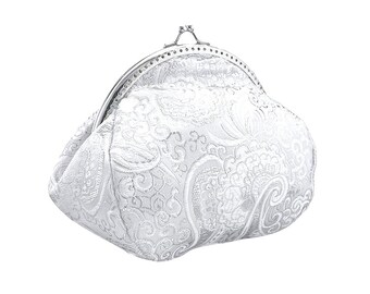 white clutch clutch purse bridal purse bridal bag wedding clutch bag purse bridesmaid clutch bag chain brocade women's silver white 0425