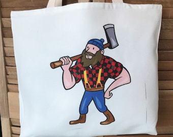 Paul Bunyan and Babe Canvas Tote