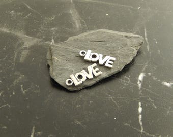 2 charms LOVE silver metal