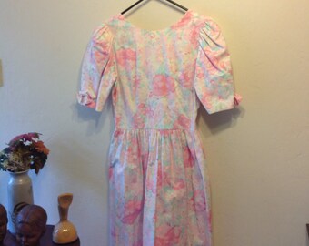 Vintage Lanz Originals Floral dress/Lanz Deep V Bow dress 8