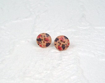 Stud Earrings Flower Purple & Pink