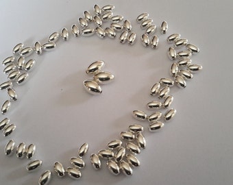 20 Sterling Silver 925 Oval Rice Spacer Beads