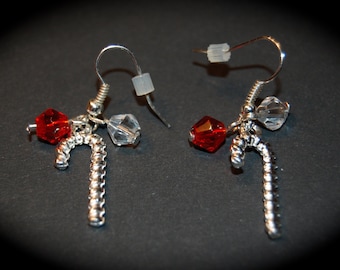 Candy Cane Earrings, Christmas Candy Cane Earrings, Christmas Earrings, Handmade Christmas Earrings