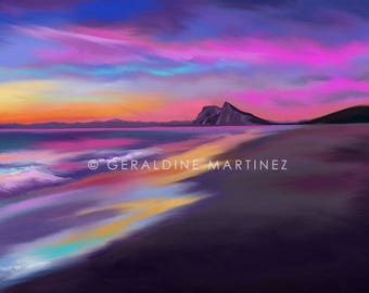 Rock of Gibraltar from Alcaidesa, iPad painting