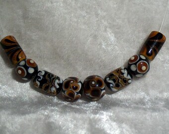 Amber Days lampwork glass bead set