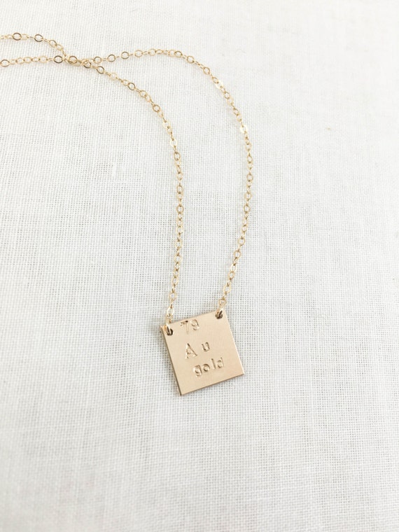 gold element au periodic table necklace 14k gold filled atomic number science gold symbol square hand stamped precious metal - Au Pendant Periodic Table gold element au periodic table necklace 14k gold filled atomic number science gold symbol square hand stamped precious metal - Au Pendant Periodic Table