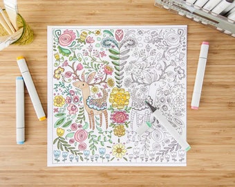 Deer Colouring Page - perfect for kids - high quality - perfect gift - * fast shipping