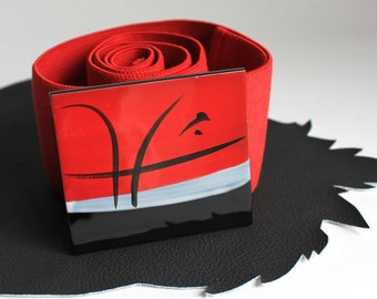 Red Black Gray Elastic Belt size 31 inches