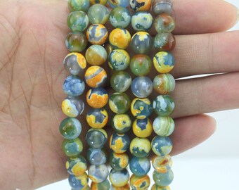 8mm Yellow Agate Beads,Full Strand,Agate Beads ,Round Agate Beads,Agate Gemstone For Jewelry Making---about 48 Pieces---15inches--EB220