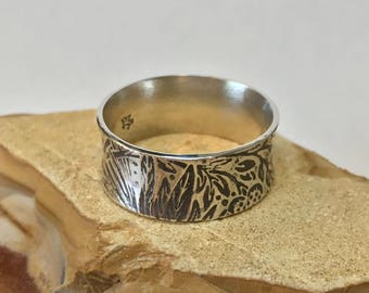 Texture Patina Ring Argentium Sterling Silver Band