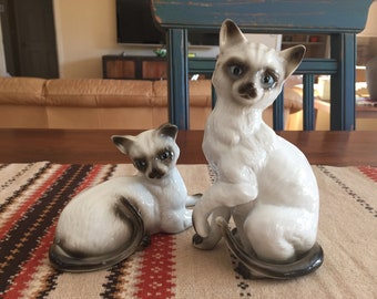 Vintage Mid Century Ceramic Siamese Cats - Siamese kittens - Mid Mod - Kitschy - knick knacks - figurines - Mothers Day Gift