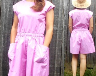 SALE Vintage pink romper // 80s pink romper // handmade romper // pink jumpsuit // vintage jumpsuit // shoulder buttons // S