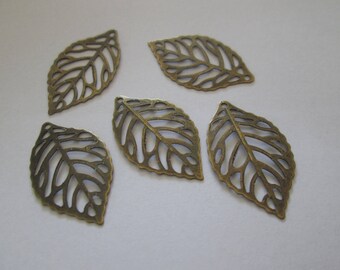 10 charms leaves bronze 24 x 14 mm