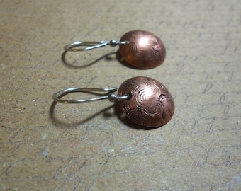 Domed stamped copper earings