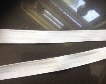 Cotton ribbon white, woven (2 yards +)