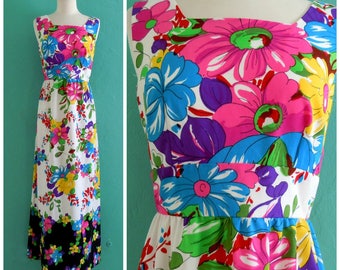 60's floral print maxi dress // hippie maxi dress