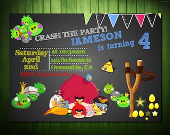 Angry Birds Invitation,Angry Birds Printable,Angry Birds Invites,Digital File Angry pigs Invitation, Angry Bird Birthday,Angry Birds party