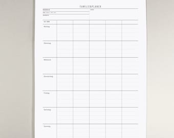 Family weekly planner A3